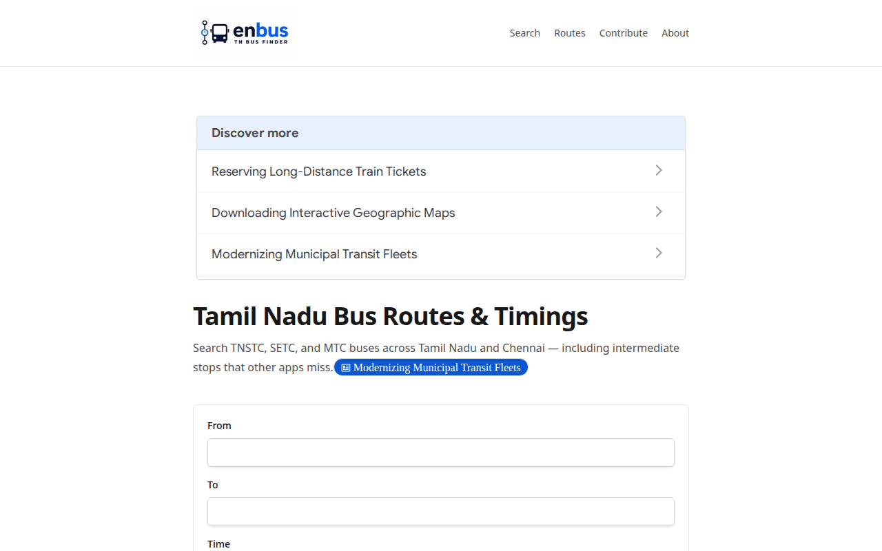en-bus app screenshot