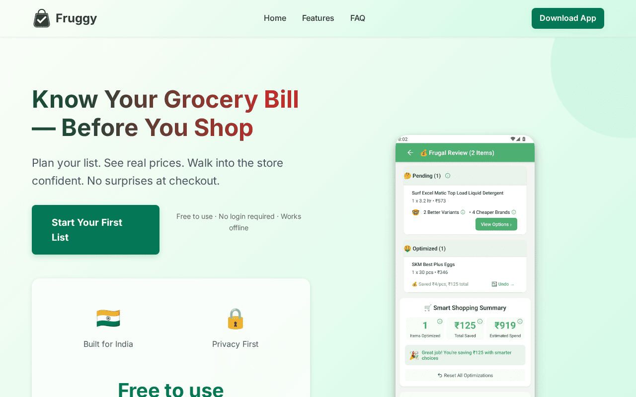 Fruggy app screenshot